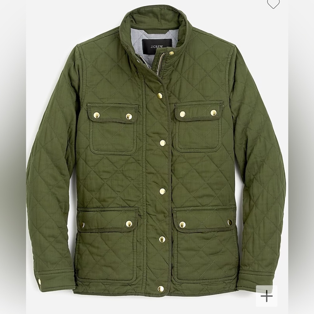 Jcrew Quilted Downtown Field Jacket Olive